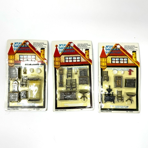 CHADWICK MILLER vintage mini dollhouse furniture, 3 pack, NEW - Picture 1 of 4